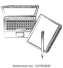 education online with laptop and notebook