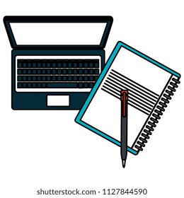 education online with laptop and notebook