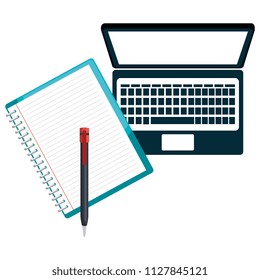 education online with laptop and notebook