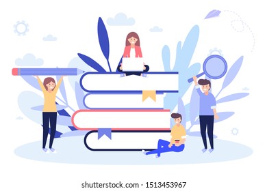 Education online. Learning concept. Cartoon flat vector illustration isolated on white background. Can use for web banner, infographics, web page.