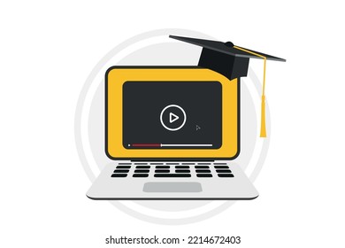 Education, online learning. Online education concept. Educational web seminar, internet classes. E-learning, online education at home. Flat design vector illustration concept for distance education