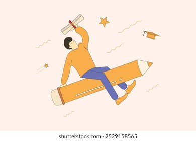 Educação e Online Learning Illustration Pack em cor de conceito laranja