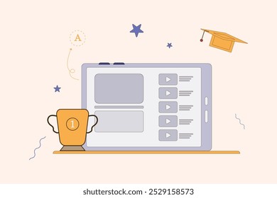 Education and Online Learning Illustration Pack in orange concept color