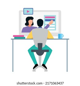 Education online learning school training composition with isolated human character of student vector illustration