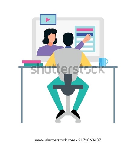 Education online learning school training composition with isolated human character of student vector illustration