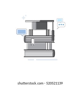 Education Online Learning Web Banner Thin Line Vector Illustration