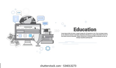 Education Online Learning Web Banner Vector Illustration