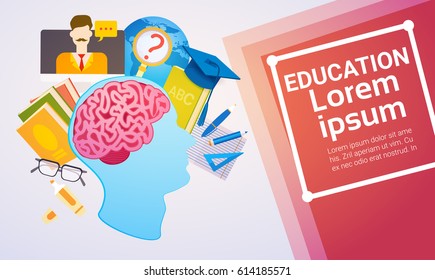 Education Online Learning Web Banner Flat Vector Illustration