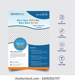 Education online Open Admission flyer A4 size vector illustration 