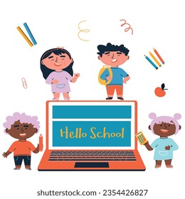 Education online. Preparing for school. Buying fresh school supplies, studying up, packing. Scenes from school