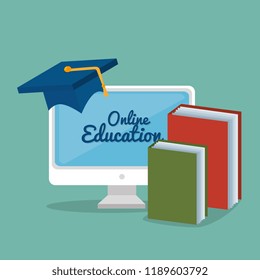 education online set icons