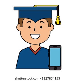 education online with smartphone and graduate