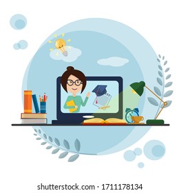 
Education online  teacher learning vector illustration