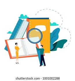 Education, online training courses, distance education vector illustration. Internet studying, online book, tutorials, e-learning, online education design for mobile and web graphics