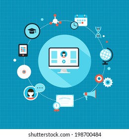 Education Online and Training Courses. Infographic Flat Design