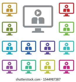 Education, online training, monitor multi color icon. Simple glyph, flat vector of online traning icons for ui and ux, website or mobile application