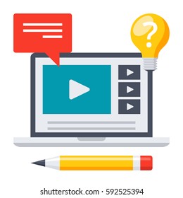 Education online, webinar or elearning theme, vector illustration in flat style