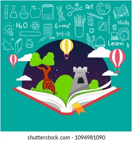 Education Open Book Knowledge Icons Background Vector Image
