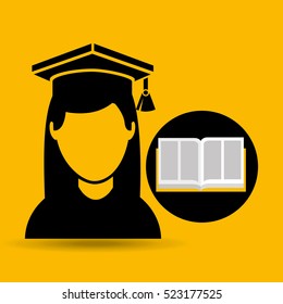 education opened book girl graduate vector illustration eps 10