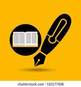 education opened book pen writing vector illustration eps 10