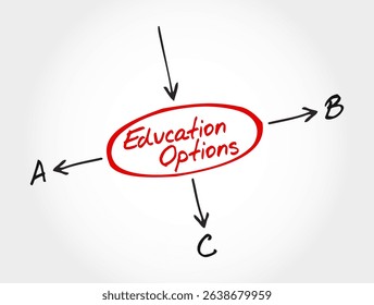 Education Options Mind Map – Option A, Option B, Option C. Great for career counseling or academic brochures