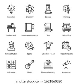 Education outline icons - editable stroke 