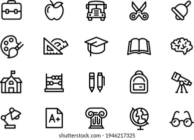 Education Outline Icons Editable Stroke vector design 