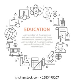 Education outline icons set for interface, website, banner, print.
