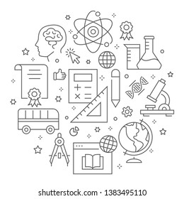 Education outline icons set for interface, website, banner, print.