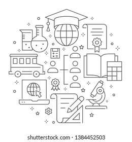 Education outline icons set for interface, website, banner, print.