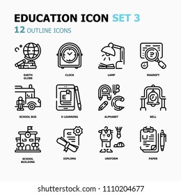 Education Outline icons.Back to school Concept Thin line icons.