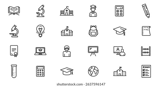 Education outline or line icon design bundle.