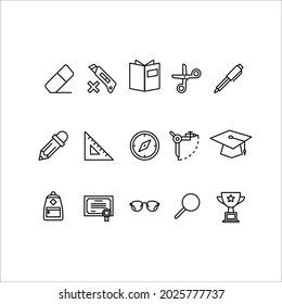 Education outline style icon collection set