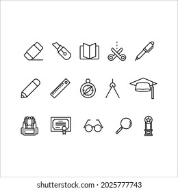 Education outline style icon collection set