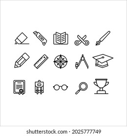 Education outline style icon collection set