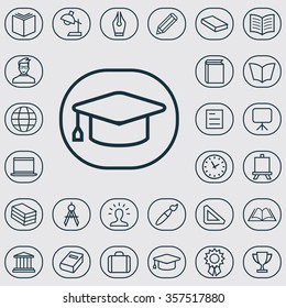 education outline, thin, flat, digital icon set for web and mobile