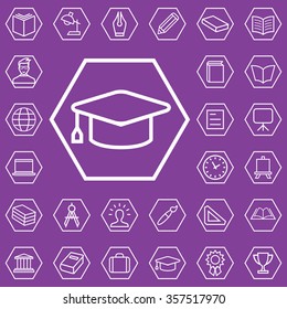 education outline, thin, flat, digital icon set for web and mobile