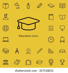 education outline, thin, flat, digital icon set for web and mobile