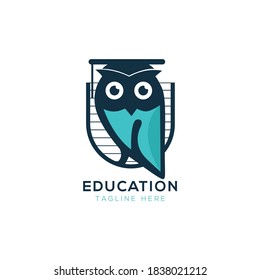 Education Owl einfaches Logo-Template-Design.