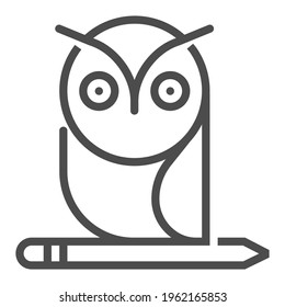 Education owl, square line vector icon.