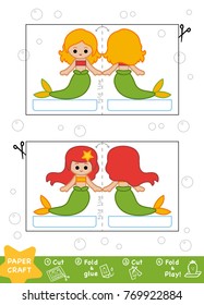 Education Paper Crafts for children, Mermaids. Use scissors and glue to create the image.