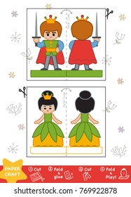 Education Paper Crafts for children, Prince and Princess. Use scissors and glue to create the image.