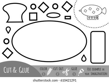 Education paper game for children, Airship. Use scissors and glue to create the image.