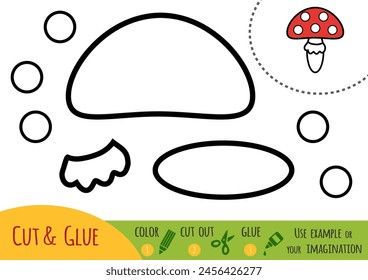 Education paper game for children, Amanita mushroom. Use scissors and glue to create the image.