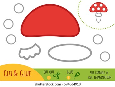 Education paper game for children, Amanita. Use scissors and glue to create the image.