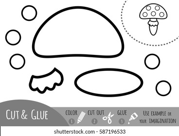 Education paper game for children, Amanita mushroom. Use color pencils, scissors and glue to create the image.
