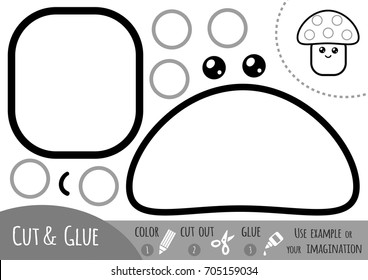 Education paper game for children, Amanita. Use scissors and glue to create the image.