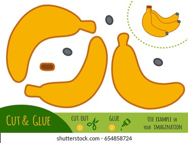 Education paper game for children, Banana. Use scissors and glue to create the image.