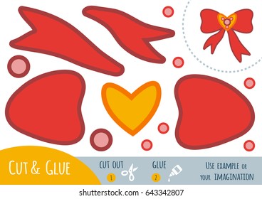 Education paper game for children, Bow. Use scissors and glue to create the image.