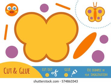 Education paper game for children, Butterfly. Use scissors and glue to create the image.